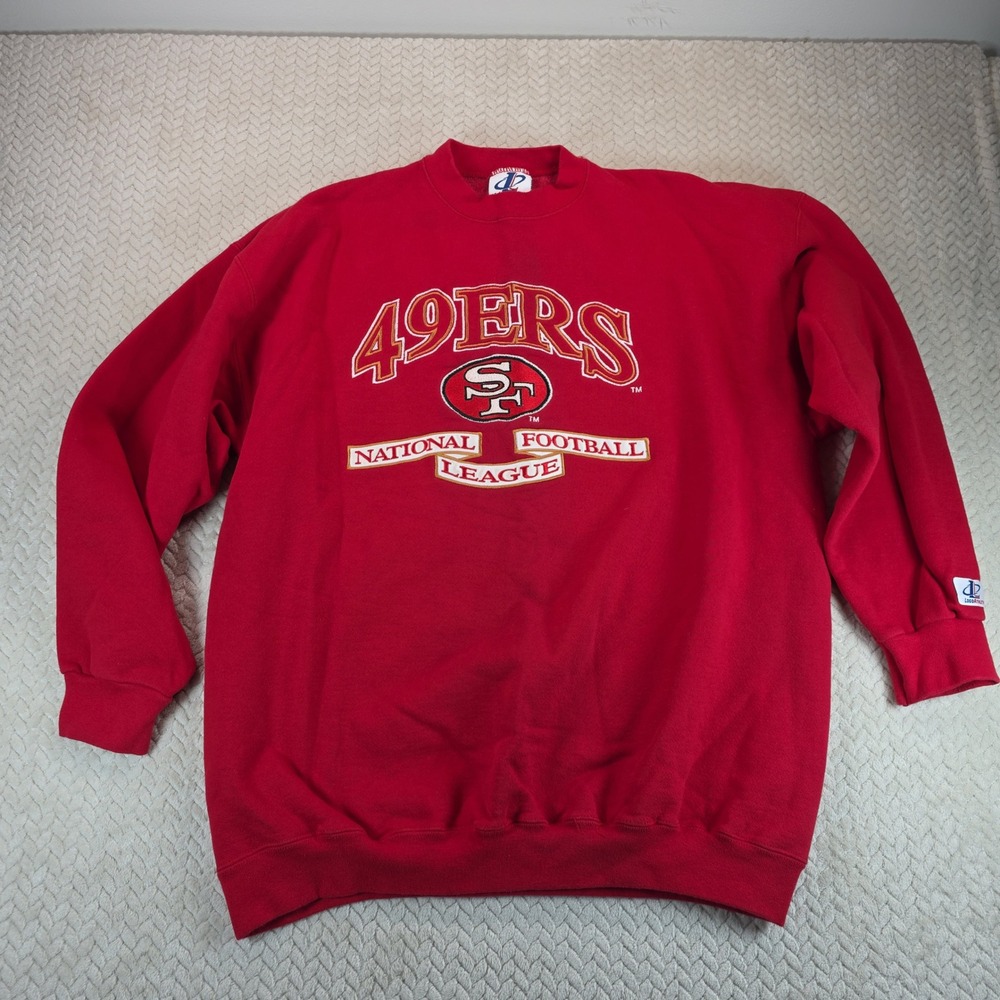 Vintage Logo Athletic San Francisco 49ers Red Sweatshirt NFL Embroidered XL USA
